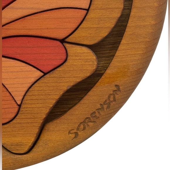 Vintage 80s Barbara Sorenson Wood Art Sculpture Plaque Large Butterfly 10.5x10.5 - Picture 7 of 8